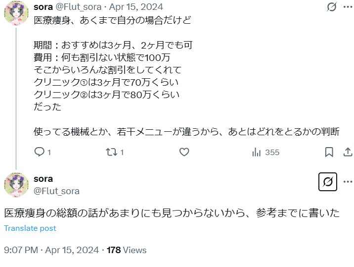 医療痩身　SNS 総額